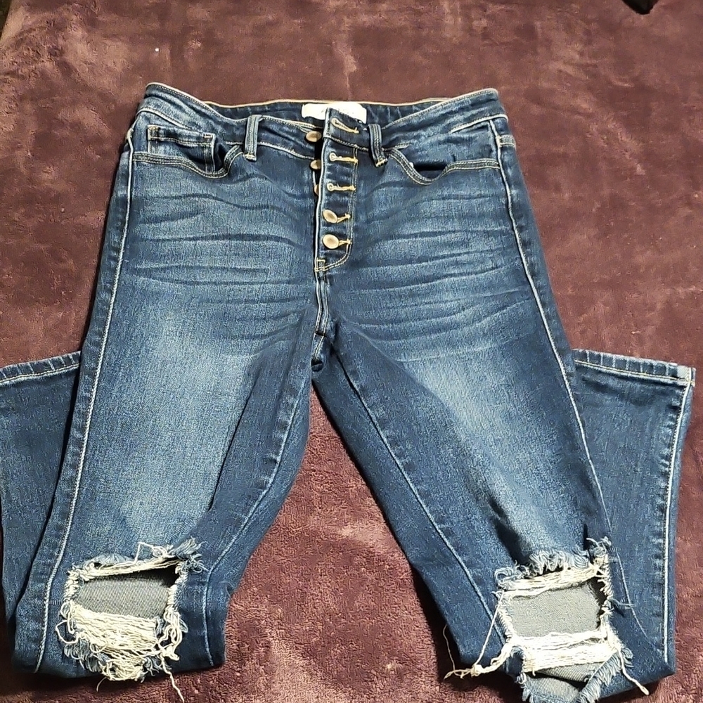 Women's Distressed Blue Jeans